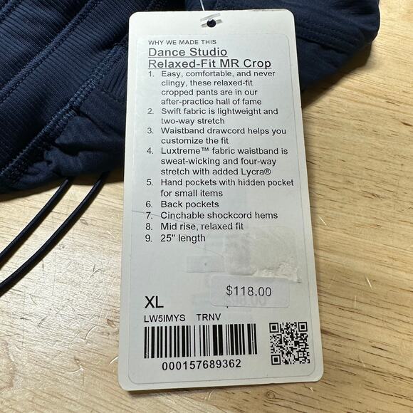 Lululemon Dance Studio Relaxed-Fit Mid-Rise Cropped Pant Navy Women's XL NWT - Picture 7 of 11